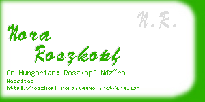 nora roszkopf business card